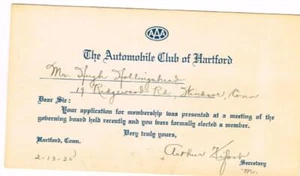 1935 AAA Membership Card The Automobile Club Of Hartford - Picture 1 of 1