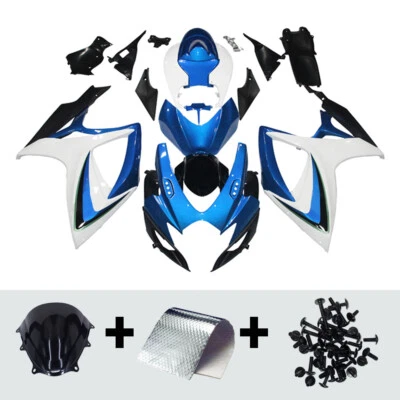 Blue White Fairing Kit For Suzuki GSXR600 GSXR750 2006 2007 Injection Bodywork - Image 1 of 4