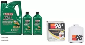Castrol GTX High Mileage 5W-30 Synthetic Blend Motor Oil:7 Qts. w/K&N Oil Filter - Picture 1 of 1