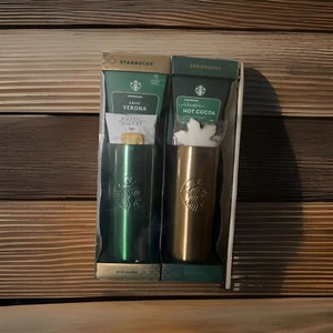 Starbucks Holiday Limited Gift Set Multi 2 Stainless Steel Tumblers W/HotCocoa - Picture 1 of 8