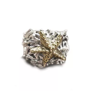 coral starfish ring sterling silver viking boho tentacle nautical animal Navy - Picture 1 of 13