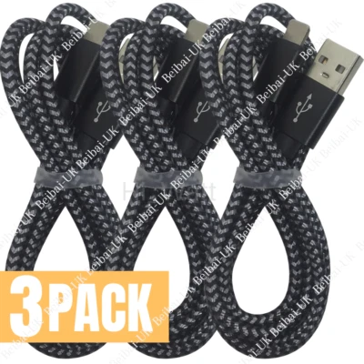 3 Pack 6Ft Braided USB Charger Cable For Apple iPhone SE XR 8 7 6 Charging Cord - Image 1 of 4