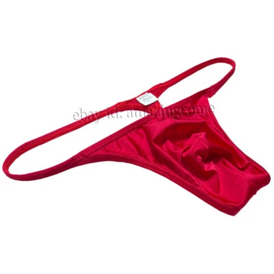 Mens Big Pouch Thong G-string Shiny Wide Cover Micro T-back Tangas Underwear - Image 1 of 4