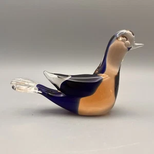 Vintage Murano Italien Glas Vogel Taube Kobalt und Champagner Farbe 6"L x 3,5"H - Bild 1 von 4