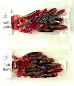 2 PACKS Jed Welsh Kalin's 4" Curly Tail Grub Strawberry Jam Blue Glitter 10ct - Picture 1 of 12
