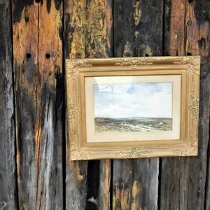 Antiguo 1887-1932 Maud Dart Paisaje Acuarela Cuadro Artista Marco Dorado - Imagen 1 de 12