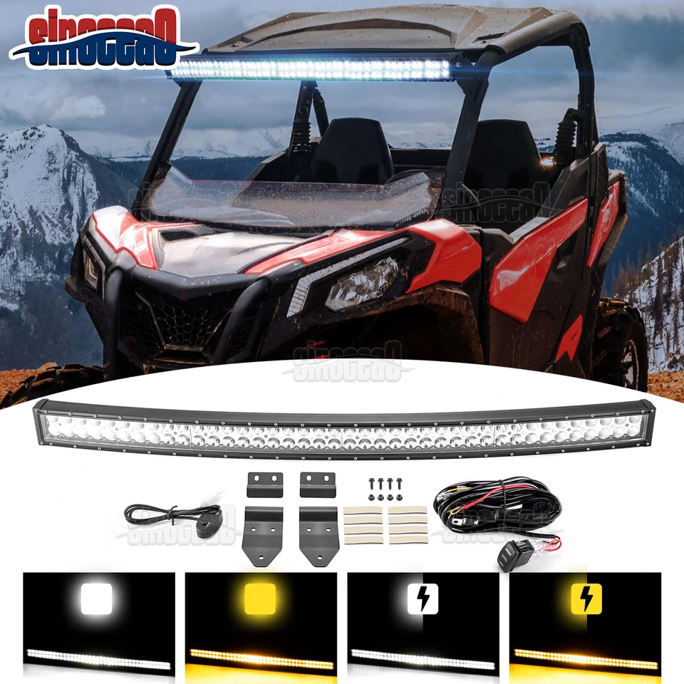 Cable de montaje de barra de luz curvada ámbar/blanco de 42"" para 22+ Can Am Commander 1000R Foto 1 de 4