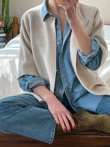 MALO oatmeal 100% cashmere textured knit long cardigan XS-M - Picture 1 of 20