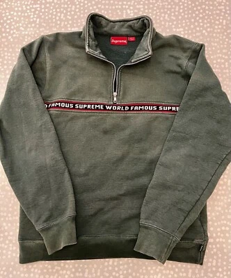 Supreme Quarter Zip Green Unisex Sweater/Jumper Size M - Image 1 of 4