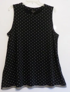 NWT! J JILL WEAREVER SLEEVELESS TANK/TOP-XL-BLACK/WHITE DOTS-STRETCH- NICE! - Picture 1 of 4