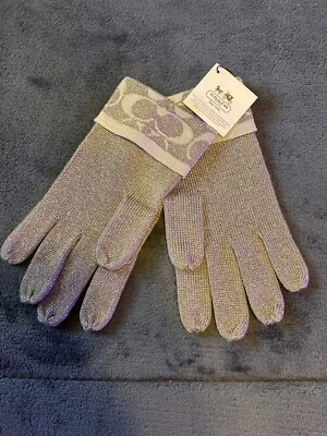 Coach подпись вязаные перчатки серый/серебро женщин один размер новый с ярлыками!!!!! - Изображение 1 из 4