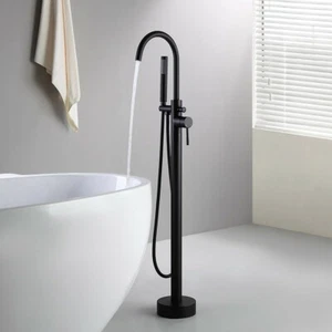 British Baths Blackmore Floor Mounted Freestanding Bath Shower Mixer Tap - Black - Picture 1 of 1