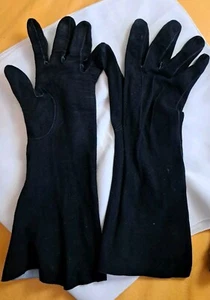 Elegante Da Wildleder- handschuhe halblang Vintage Schwarz Gr.7 gut erh. Germany - Bild 1 von 7