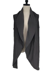 Bryn Walker Lagenlook Gray Memory Crunch Shawl Collar Wrap Vest Boho Size XS - Picture 1 of 9