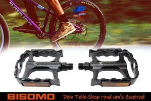 Pedales de bicicleta reflectores de aluminio superficie de pisada ancha eje CrMo Tour Trekking MTB - Imagen 1 de 7