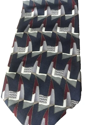 Corbata de seda ANDHURST para hombre 3 7/8" x 58 1/2" gris rojo azul y blanco corbata hecha en EE. UU. Foto 1 de 4