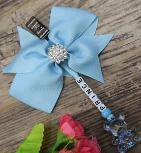 Personalised stunning pram charm in baby blue baby girls boys crown - Picture 1 of 1