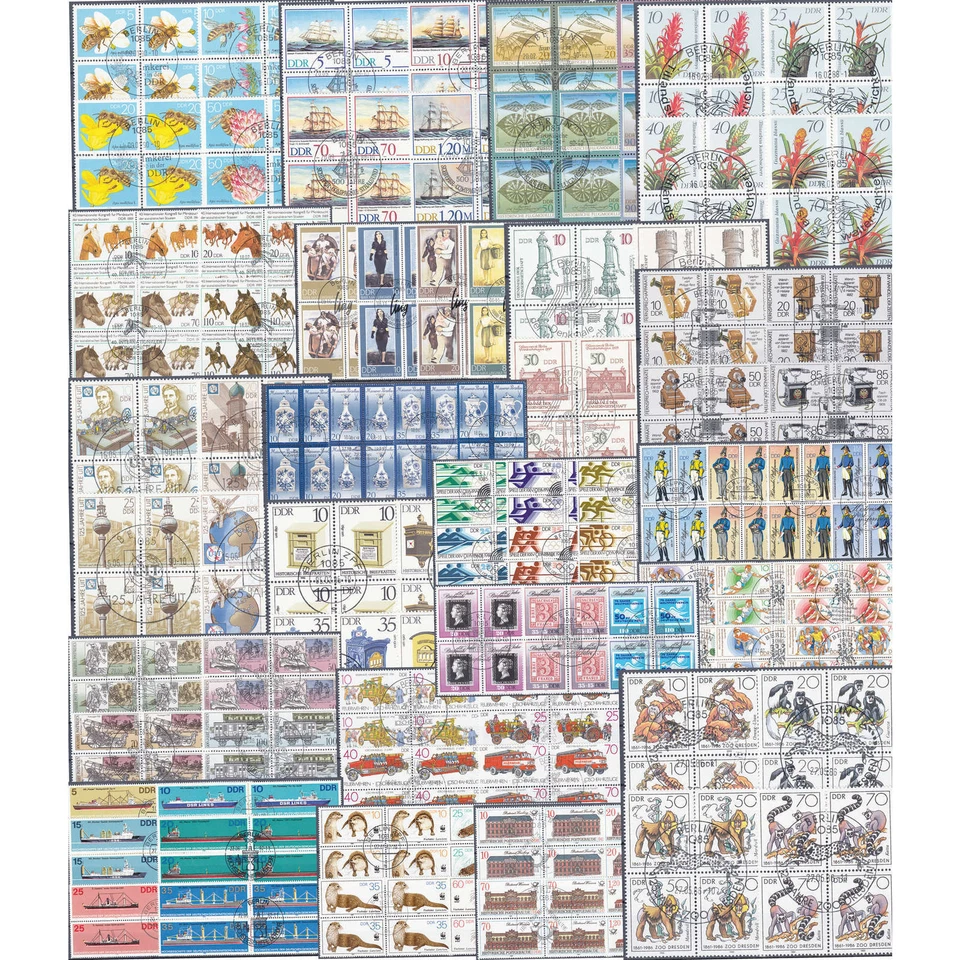 DDR 4er-Block Sammlung gestempelt nur kpl. Ausgaben aus 1981-1990 - Bild 1 von 1