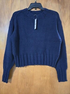 Nwt J. Crew Relaxed Crew Neck Sweater Womens BLUE $98 Size Medium Flaw* - Picture 1 of 6