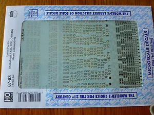 Microscale Decal HO #87-63 Union Pacific Steam Locomotives (1930+)-2 Sheets St - Picture 1 of 1
