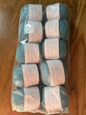Lot of 10 Balls SUBLIME Egyptian Cotton DK Yarn Color 329 Teal - Image 1 of 4
