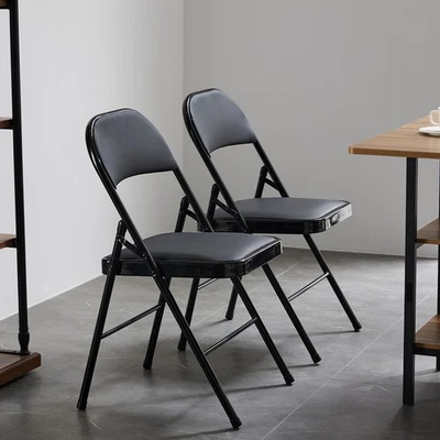 Cadeiras dobráveis de ferro e PVC para convenções e exposições portáteis duráveis - Imagem 1 de 4