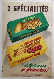 Affiche originale ancienne Biscuits Friandise Coop /RS421 - Picture 1 of 2