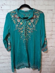 Johnny Was Vincenza Tunic Torquise Embroidered XS  - Picture 1 of 12