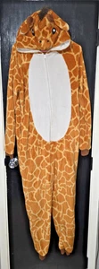 Erwachsene Medium Giraffe Einteiler Pyjama Reißverschluss Kapuze Gesicht weich Taschen Schwanz kuschelig - Bild 1 von 10