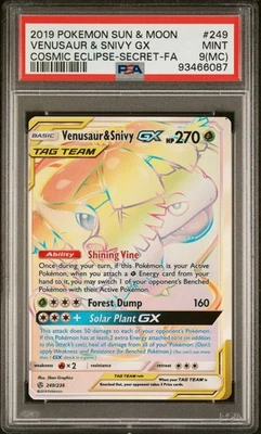 PSA 9(MC) 2019 Pokémon S & M Venusaur & Snivy GX Cosmic Eclipse #249 Mint POP 1 - Image 1 of 2