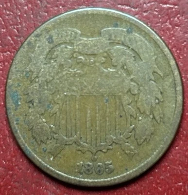 1865  Two Cent Piece. Free Shipping - Image 1 of 2