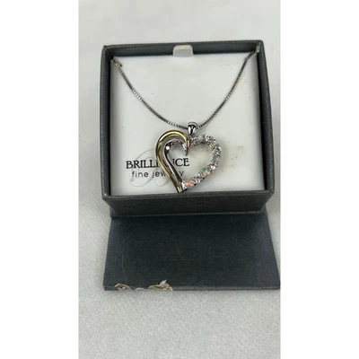 Кулон в виде сердца из стерлингового серебра 925 пробы с опалом и белым сапфиром - Изображение 1 из 4