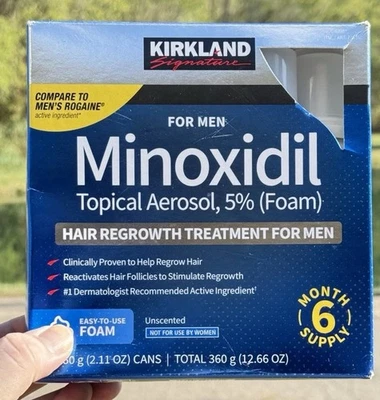 Kirkland Hair Regrowth Treatment 5% Minoxidil Foam for Men - 6 Months Supply - Image 1 of 4