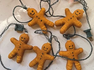 Vintage Joybrite Neuheit 5 Lebkuchen Lichterkette Set Blitze funktioniert Original - Bild 1 von 16