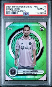 2024 Lionel Messi Topps MLS Superstars - UNCOMMON GREEN - PSA 10 Gem Mint - SSP - Picture 1 of 3