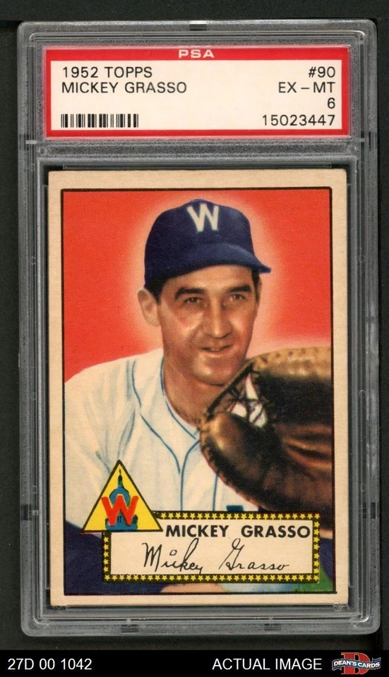 1952 Topps #90 Mickey Grasso Senators PSA 6 - EX/MT - Image 1 of 1