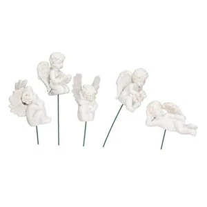 Set of 5 Cherubs Resin Garden Statue Figurine On Stick Indoor Outdoor Home - Picture 1 of 7