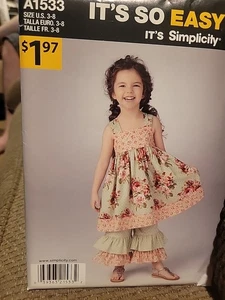 Simplicity A1533 Easy Girls Dress Pants Sewing Pattern Uncut Size 3-8 - Picture 1 of 2