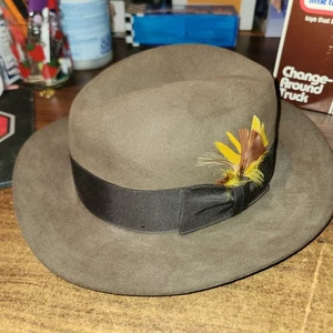BILTMORE CANADIAN SUEDE DARK BROWN FUR FELT HAT FEDORA MADE IN CANADA Sz 7 3/8 - Picture 1 of 8