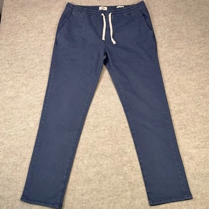 Marine Layer Saturday Slim Fit Pants Mens XL Blue Twill Chino Drawstring Casual - Picture 1 of 15