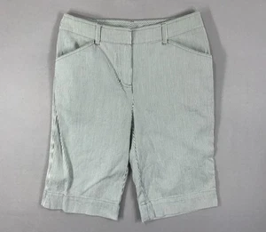 Jones New York Sport Shorts Women's 4 Gray Striped Bermuda Seersucker Stretch - Picture 1 of 11