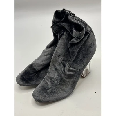 Botas Charlotte Russe para mujer negras de terciopelo con tacón ancho transparentes talla 7 Foto 1 de 4