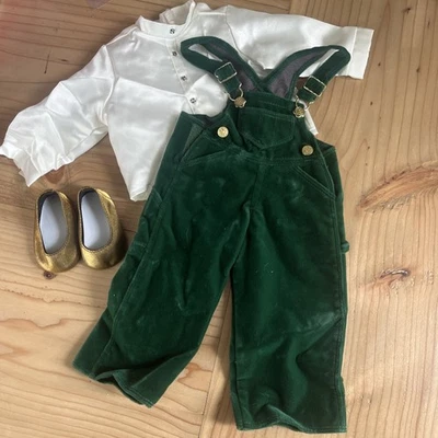 1998 American Girl of Today Pleasant Company Green Velvet Holiday Bib Overalls - Image 1 of 4