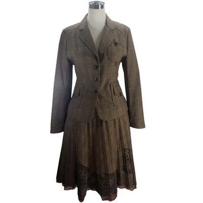 Tapemeasure plead 2pc skirt suit pleated skirt blazer set, M-L - Image 1 of 3