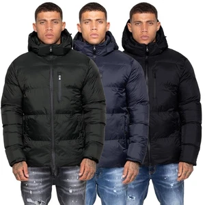 Mens Puffer Jacket Kruze Waterproof Padded Insulated Winter Warm Hooded Coat - Picture 1 of 29