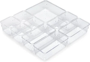 - Kit Di 10 Contenitori Organizer per Cassetti, Plastica, Trasparente - Foto 1 di 12