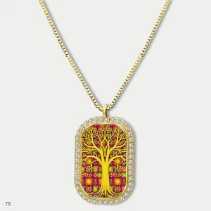 Gorgeous Colorful Tree of Life Pendant Necklace Chain Photo Dog Tag Chain Gift D - Picture 1 of 4
