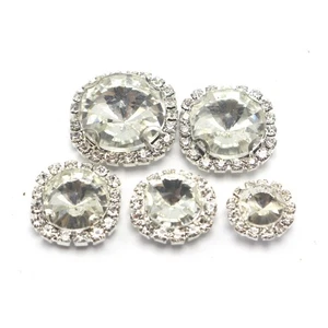 10Pcs Flatback Sewing Crystal Rhinestone Button Wedding Invitation Embellishment - Picture 1 of 12