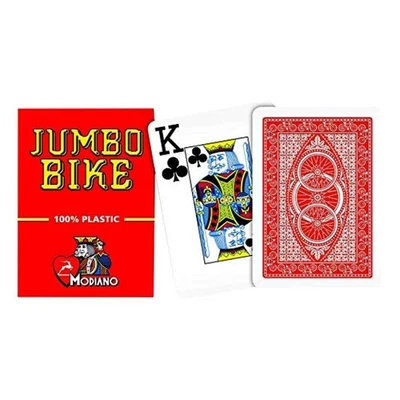 Jumbo Bike Trophy Red Playing Cards Deck Modiano 100% Plastic Magic Poker New - Image 1 of 4