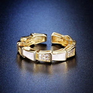 Luxus Ring vergoldet verstellbar Stil, Zirkon Akzente, moderner Look - Bild 1 von 5